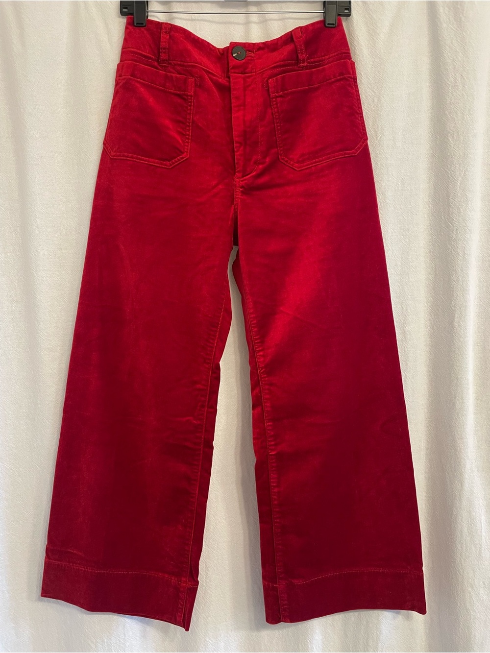 Maeve by Anthropologie Colette Red Velvet Wide-Leg Pants, size 27
